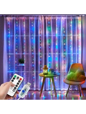 Pileli Store Tel Perde LED 3 x 3 M 300 LED Rgb