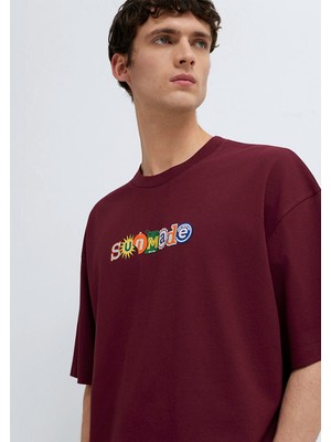 Mavi Sunmade Baskılı Bordo Tişört 0613620-70426