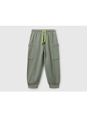 United Colors Of Benetton Bebek Haki Büzgü Ipli Yan Cepli Relaxed Fit Jogger Eşofman Altı