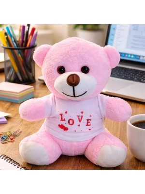 Nuveden Ieg™ Love Tişörtlü Pembe Peluş Ayıcık