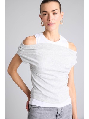 DeFacto Slim Fit Çift Katmanlı Ribana Tişört G9546AX26SP