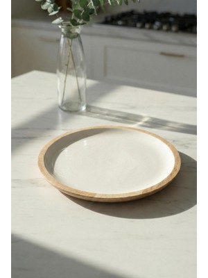 Depa Mango Agacı Servis Tabağı & Sunum Tabağı 25 cm Krem