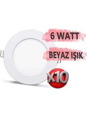 YCL 10 Adet 6W LED Spot (Beyaz Işık)