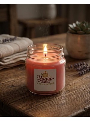 Yümanın Yumağı Lavanta ve Menekşe Kokulu Doğal %100 Soya Wax 100CC Kapaklı Cam Kavanoz Mum