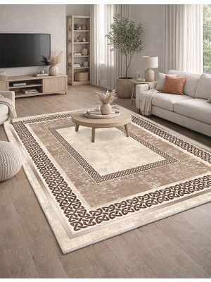 Lioara Home Krem Renk Dijital Baskılı Halı – Modern, Kaymaz Taban, Salon & Oturma Odası Için Halı