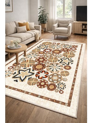 Lioara Home Etnik Desenli Bohem Halı Dijital Baskılı Halı – Modern, Kaymaz Taban, Salon & Oturma Odası Için Halı