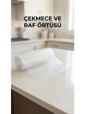 Uravas Store Şeffaf Kaydırmaz Pvc Raflık Dolap Içi Çekmece Koruyucu 45X300 cm