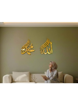 Allah C.c Muhammed S.a.v Lafzı Ayna Pleksi Damla Şeklinde Hediyelik Tablo , Islami Ev Dekoru