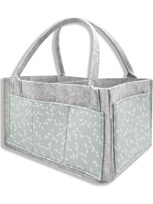 SHC4200 Keçe Anne Bebek Bakım Çantası 772 Yeşil Çiçek