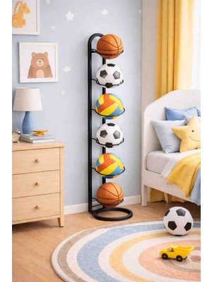 Doffo Metal Top Sepeti Çok Katlı Top Depolama Alanı Metal Top Sepeti ve Rafı Çok Renkli Top Sepeti