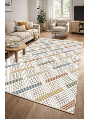 Lioara Home Bohem Desenli Dijital Baskılı Halı – Modern, Kaymaz Taban, Salon & Oturma Odası Için Halı