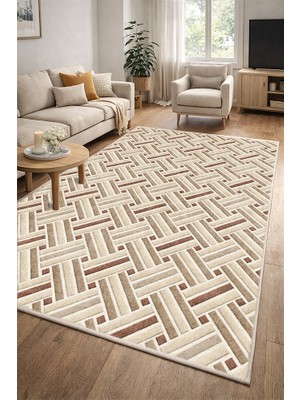 Lioara Home Geometri Desenli Modern Dijital Baskılı Halı – Modern, Kaymaz Taban, Salon & Oturma Odası Için Halı