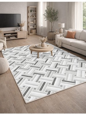 Lioara Home Geometri Desenli Modern Dijital Baskılı Halı – Modern, Kaymaz Taban, Salon & Oturma Odası Için Halı