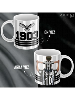 Akıncı Store Baba Oğul Özel Isim ve Numara Baskılı Siyah Beyaz Kartal Tasarımlı Kupa Bardak - Hediyelik