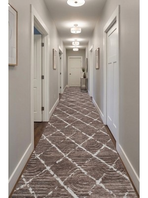 Cos.kim Kaymaz Tabanlı Yolluk Kesme Halı Salon Koridor Mutfak Yatak Odası Halısı CSKM3001 Kahve