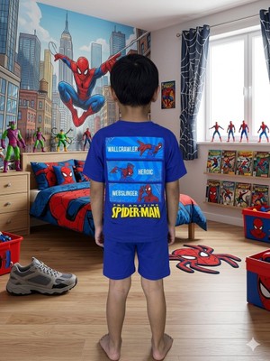 Cg Kids Örümcek Adam Erkek Çocuk Alt Üst Takım Süper Kalite Sırt Baskı Detay