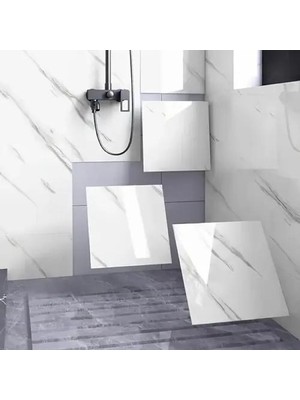 Popüler Sepet Beyaz Mermer Desenli Alüminyum Plastik Duvar Sticker (30X30)