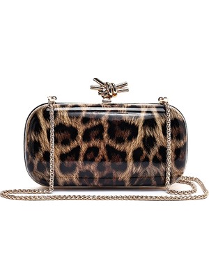 Derimod Kadın Leopar Desenli Uzun Zincir Asklı Mini Kutu Abiye Çanta 26SBD2705W2