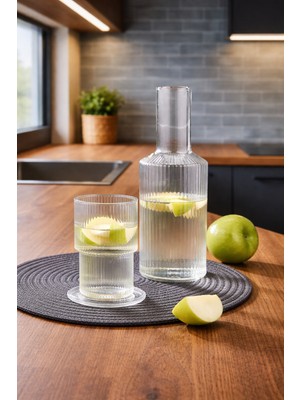 Padilon Mika Sürahi ve Bardak Seti Şeffaf Bpa Free Dayanıklı 850 ml  Akrilik Modern Tasarım Sürahi