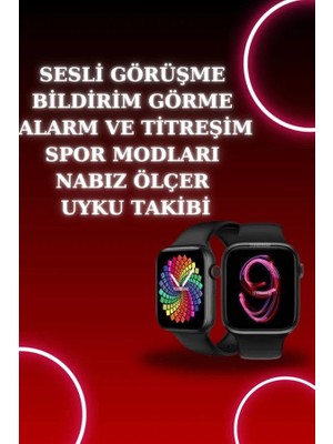 Calperia Akıllı Saat Arama Görüşme Bildirim Görme Uyku ve Sağlık Takibi Nabız Ölçer 3 Kordon Hediyeli