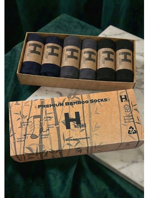 Erkek Premium Doğal Bambu Çorap 6’lı Set – %80 Gerçek Bambu Ipliği, Dikişsiz, Nefes Alan, Kutulu Koleksiyon