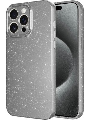 Ummeslem Apple iPhone 15 Pro Max Kılıf Kamera Korumalı Simli Lüks Cep Telefonu Için Uyumlu Kapak Koton Kapak