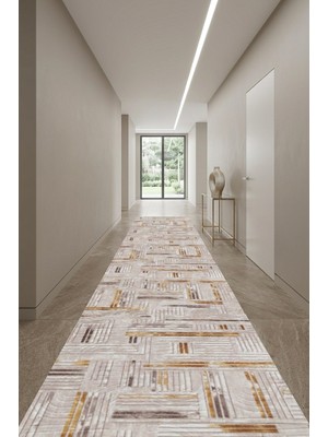 Cos.kim Kaymaz Tabanlı Yolluk Kesme Halı Salon Koridor Mutfak Yatak Odası Halısı CSKM3005 Bej