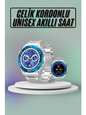 Calperia Akıllı Saat Çelik Kordonlu Amoled Ekran Android ve Ios Uyumlu Çağrı Cevaplayabilen