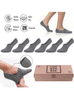 Lion Monroe Saf Bambu Kadın Babet Çorap Dikişsiz Görünmez Kaydırmaz Topuk Silikonlu Premium Hediye Kutulu 6'lı Prime Bamboo Serisi L5952AZNB