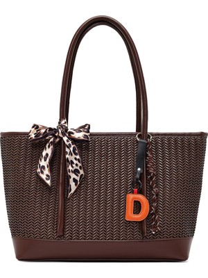 Derimod Kadın Kahverengi Örgülü Charmlı Omuz Çantası 26PBD273629