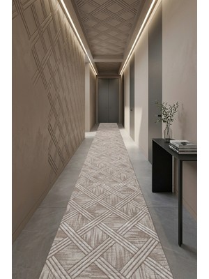 Cos.kim Kaymaz Tabanlı Yolluk Kesme Halı Salon Koridor Mutfak Yatak Odası Halısı CSKM3008 Kahve