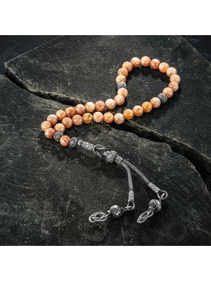 Modasilvers Güneş Taşı 1000 Ayar Gümüş Trabzon Kazaz Çift Püsküllü Tesbih