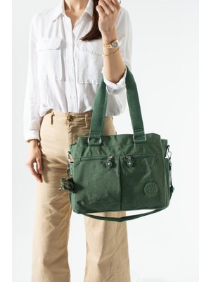 Baginn Klinkır Kadın Kol Çantası Çok Cepli Hafif Su Itici Kumaş Çapraz Askılı Omuz  Çantası 32*26 cm