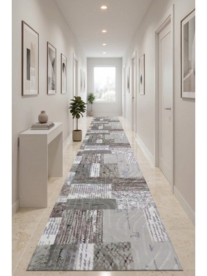 Cos.kim Kaymaz Tabanlı Yolluk Kesme Halı Salon Koridor Mutfak Yatak Odası Halısı CSKM3019 Kahve