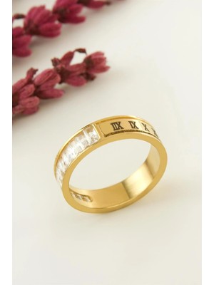 SHC4200 Baget Taşlı Lüks Çelik Yüzük