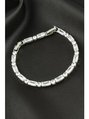 SHC4200 Dikdörtgen Zirkon Taşlı Lüks Kararmaz Bileklik 4*9 mm