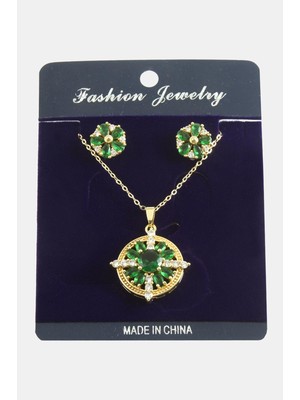 SHC4200 Çiçek Zirkon Taşlı Set Kolye