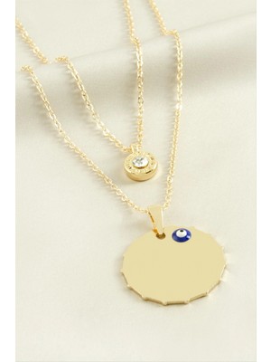 Pileli Store Köşeli Isim Yazılabilir Boş Plaka Ikili Kolye