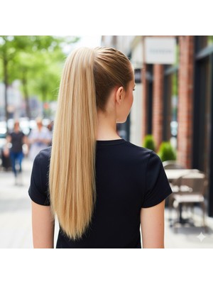 Uravas Store Tokalı Düz At Kuyruğu / Karamel Platin Röfleli