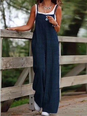 Marsilyan- Kadın Askılı Yandan Fermuarlı Geniş Paçalı Valencia Tulum