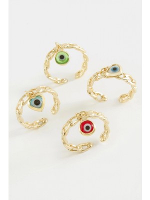 Pileli Store Nazar Zincir Şekilli Metal Yüzük