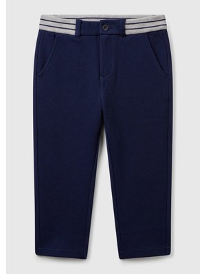 United Colors Of Benetton Erkek Çocuk Lacivert Bel Bandı Çizgili Yama Cepli Eşofman Altı