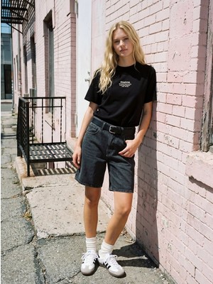 LTB Minimal Baskılı Relaxed Siyah T-Shırt