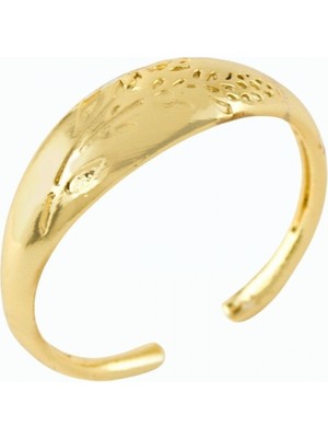 Pileli Store Çiçek Işlemeli Metal Yüzük