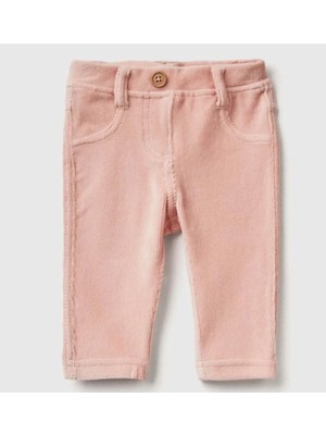 United Colors Of Benetton Bebek Toz Pembe Arka Cebi Tavşan Işlemeli Pantolon