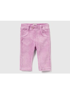 United Colors Of Benetton Bebek Lila Arka Cebi Tavşan Işlemeli Pantolon