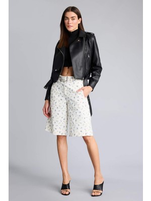 DeFacto %100 Pamuk Normal Bel Gabardin Bermuda H2627AX26SM