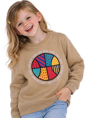 Hupalupa Store Hupalupa Basic Sweatshirt Bej Basketbol 5-6 Yaş