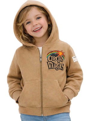 Hupalupa Store HUPALUPA Kapüşonlu Sweatshirt Dar Kalıp Bej Cırcus 9-10 Yaş