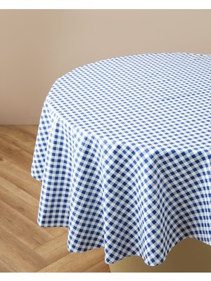 English Home Gridlane Pvc Yuvarlak Masa Örtüsü 140 cm Mavi
